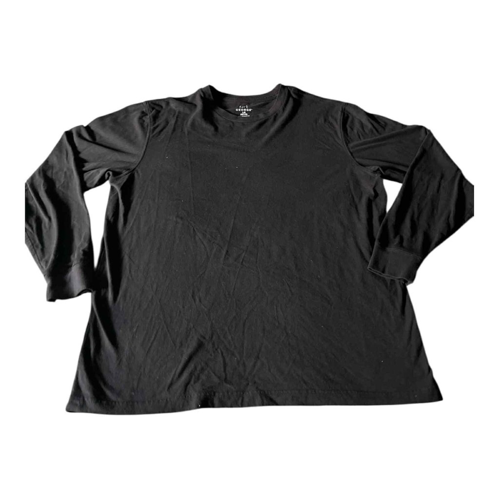 George Shirt Mens Large Black Long Sleeve Casual Lightweight Pullover Crewneck